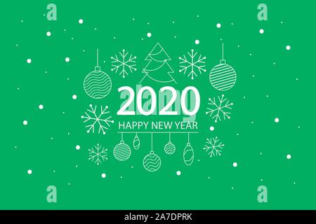 Happy New Year 2020 logo text design. 2020 wishes. outline 2020, Happy New Year  2020, Celebrating 2020, card, banner. Vector illustration Stock Vector