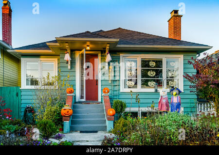 Front yard, Halloween display, Stock Photo