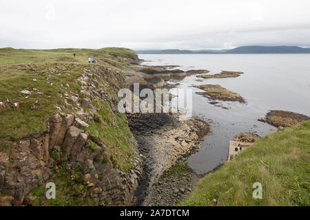 Basalt columns on the Isle of Staffa, Inner Hebrides, Scotland, UK Stock Photo