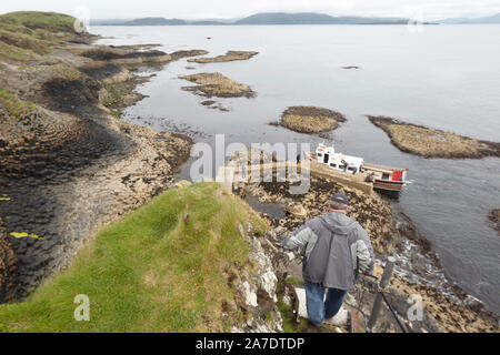 Basalt columns on the Isle of Staffa, Inner Hebrides, Scotland, UK Stock Photo