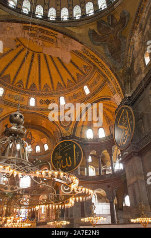 Ayasofia or Hagia Sofia in Sultanahmet, Istanbul, Turkey. Built in 537 AD as a church, it was converted into a mosque in the mid-1400s. Stock Photo
