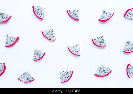 Dragon fruit, pitaya slices isolated on white background. Stock Photo