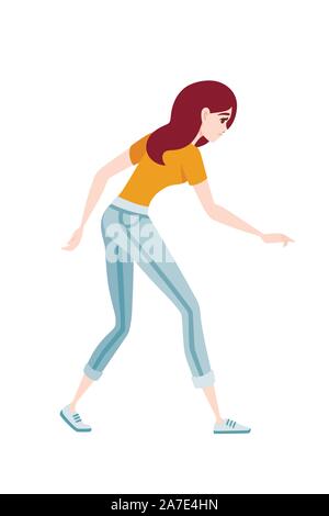 Woman wearing casual clothes cartoon character design flat vector illustration isolated on white background. Stock Vector