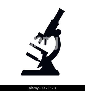 Black silhouette microscope cartoon design flat vector illustration on white background. Stock Vector