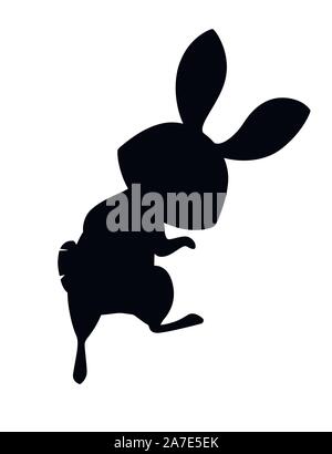 Cute grey rabbit jumping and want to play cartoon animal design flat ...
