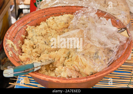 Casu Marzu, sardinian cheese with larvae of Piophila Casei Stock Photo