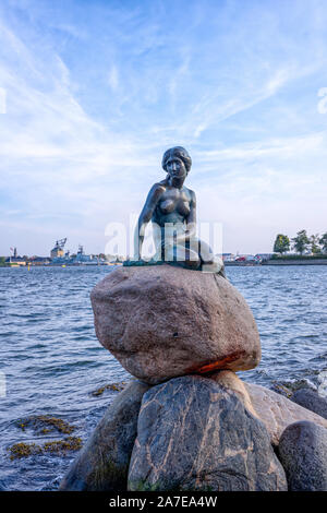 Copenhagen, Denmark - September 30: The famous statue of little mermaid in Copenhagen by the sea