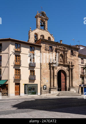 Salamanca, Spain - 15 August 2019: Steps and entrance to St Martin's church in Salamanca Stock Photo