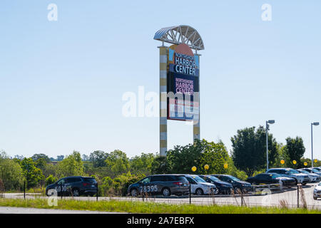 Slidell, USA - April 24, 2018: Highway i10 interstate 10 near New Orleans with sign for Northshore Harbor Center Stock Photo