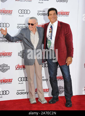 Stan Lee and Lou Ferrigno at the World premiere of Marvel's 'Avengers ...
