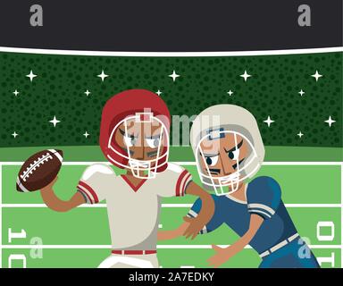 american football players playing characters Stock Vector