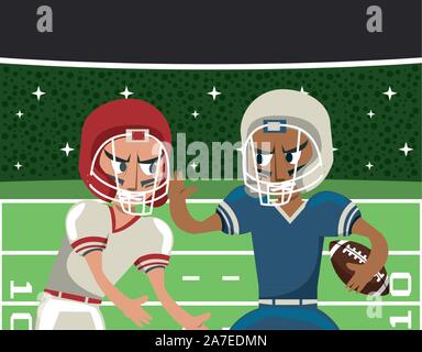 american football players playing characters Stock Vector