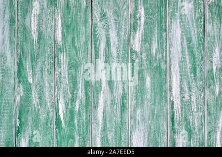 Wooden background texture. Creatively painted white and green boards. Stock Photo