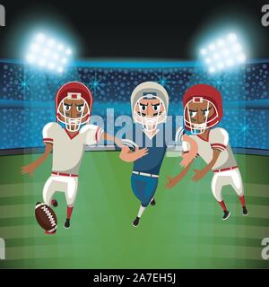 american football players playing characters Stock Vector