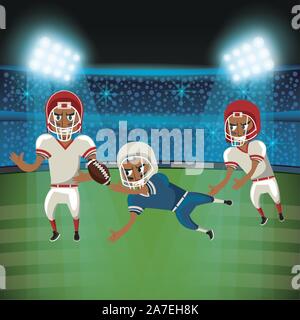 american football players playing characters Stock Vector