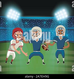 american football players playing characters Stock Vector