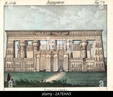 Double temple of Kom Ombo (Ombos) in ancient Egypt with papyrus