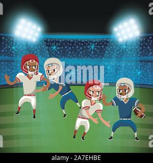 american football players playing characters Stock Vector