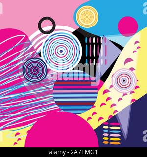 Abstract color vector background of different objects. Example for cover or web page design. Stock Vector