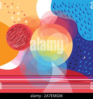 Abstract color vector background of different objects. Example for cover or web page design. Stock Vector