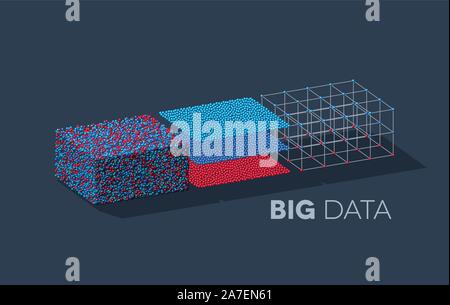 Big data illustration with structuring map reduce process Stock Vector