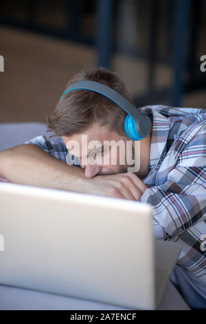 Freelancer feeling confused while having complicated task Stock Photo