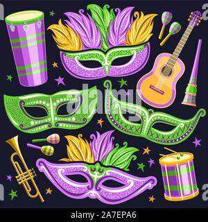 brazil carnival pattern with drum drumsticks mask trumpet feathers ...