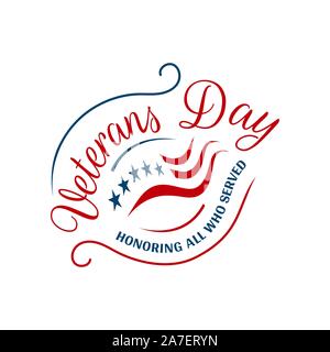 circle style veterans day lettering background design vector typography illustration Stock Vector