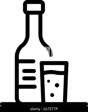 Alcohol bottle icon, outline style Stock Vector