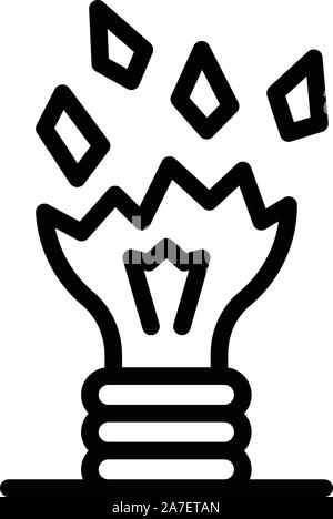 Cracked bulb icon, outline style Stock Vector