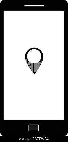 location pin icon in phone. gps phone. mobile location apps icon. Stock Vector