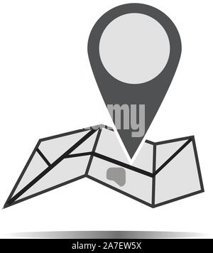 Image landmark GPS map location white icons on edged square buttons in ...
