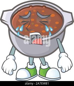 baked beans with crying on white background Stock Vector