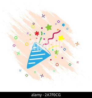 Masquerade cap and confetti. Color simple design Stock Vector