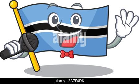 Cartoon singing flag botswana while holding the mic Stock Vector