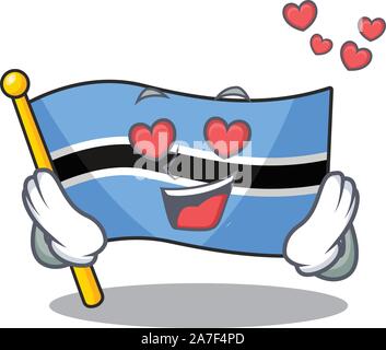 Happy cute flag botswana falling In love design Stock Vector