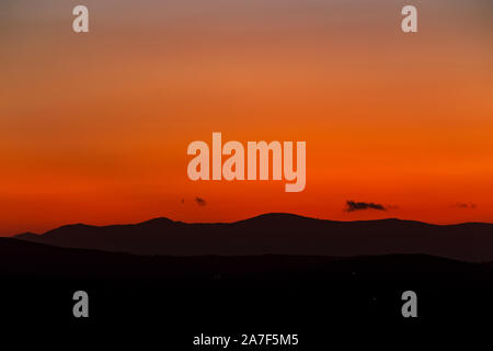 Vale of Clwyd and Snowdonia mountains at dusk, North Wales Stock Photo