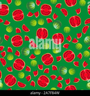 Cute seamless pattern with cartoon vegetables watermelon Stock Vector