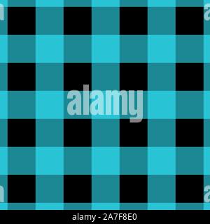 Cyan and Black Gingham pattern. Texture from squares for plaid, tablecloths, clothes, shirts, dresses, paper, bedding, blankets, quilts and other text Stock Vector