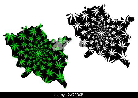 Thai Binh Province (Socialist Republic of Vietnam, Subdivisions of Vietnam) map is designed cannabis leaf green and black, Tinh Thai Binh map made of Stock Vector