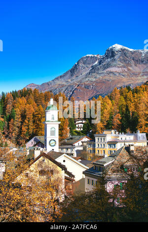 Sils maria village in the Engadine valley near Sankt Moritz Sxizzera Stock Photo