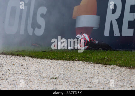 Sepang Circuit, Sepang Malaysia. 2nd Nov, 2019. MotoGP Malaysia, Qualifying Day; The number 63 Pramac Racing Ducati after a big crash during practice 4 - Editorial Use Credit: Action Plus Sports/Alamy Live News Stock Photo