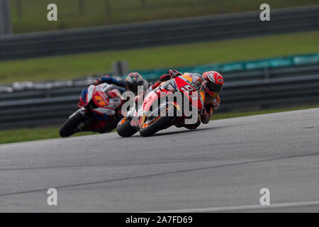 Sepang Circuit, Sepang Malaysia. 2nd Nov, 2019. MotoGP Malaysia, Qualifying Day; Marc Marquez, Jack Miller during qualifying - Editorial Use Credit: Action Plus Sports/Alamy Live News Stock Photo