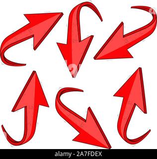 Red arrows. Hand drawn sketch set Stock Vector
