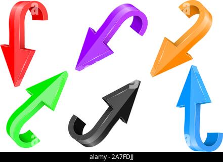 Shiny 3d arrows. Colored icons Stock Vector