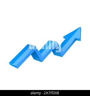 Financial trend. Up rising indication arrow. Blue 3d sign Stock Vector