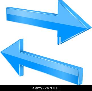 Back and Next arrows. 3d shiny blue signs Stock Vector
