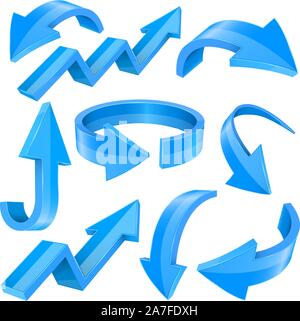 Blue 3d arrows set Stock Vector