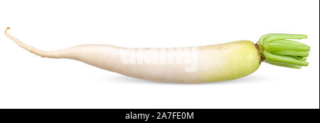 Daikon radish isolated on white with clipping path Stock Photo