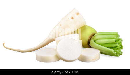 Daikon radish isolated on white with clipping path Stock Photo